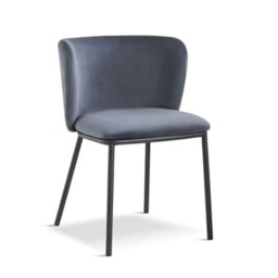 Mandy Dining Chair - Crib 5 (Pack of 2) - Velvet - L48 x W46.2 x H75.5 cm - Dark Grey Grey