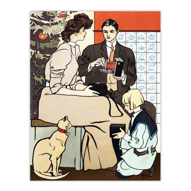 "Vintage Christmas Family Scene Vintage Wall Art Print Penfield 12x16"""