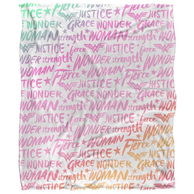 Wonder Woman Words of Wisdom Silky Supersoft Blanket White White/Pink One Size 1