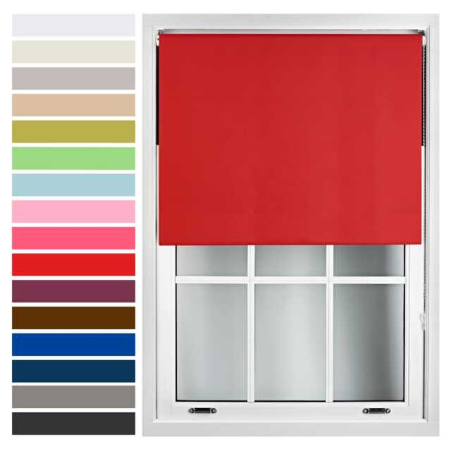 FURNISHED Roller Blind Made to Measure Blackout Fabric with Metal Fittings Easy Fit Red Red (W) 90cm x (L) 210cm