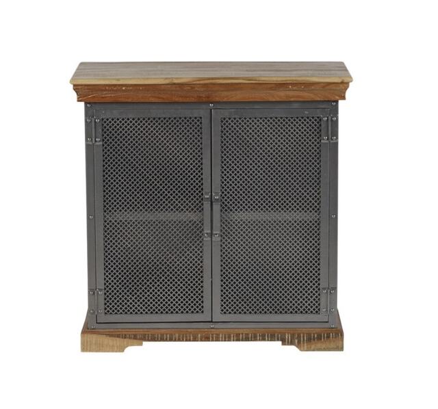 Metropolis Industrial Sideboard - Metal/Acacia Solid Wood - L45 x W85 x H85 cm Brown