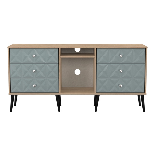 Toledo 6 Drawer Sideboard in Duck & Bardolino Oak (Ready Assembled) Blue Duck & Bardolino Oak