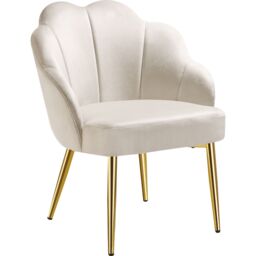 Accent Chair Hellen - velvet cover, padded, extra-wide shell-shaped backrest Cream cream/gold 1