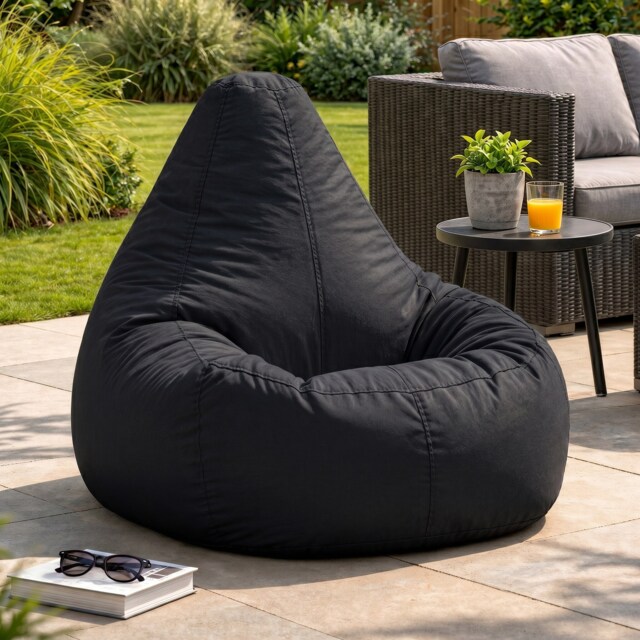 Icon Dalton High Back Adult Gaming Indoor Outdoor Bean Bag Chair, Black