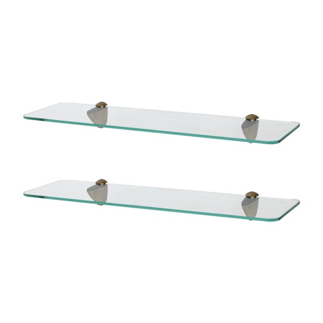 Harbour Housewares Rounded Floating Glass Shelf - 50cm - Metallic Brackets - Bathroom Shower Storage Vanity Display Unit Shelf Gold Gold 2