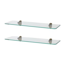Harbour Housewares Rounded Floating Glass Shelf - 50cm - Metallic Brackets - Bathroom Shower Storage Vanity Display Unit Shelf Gold Gold 2