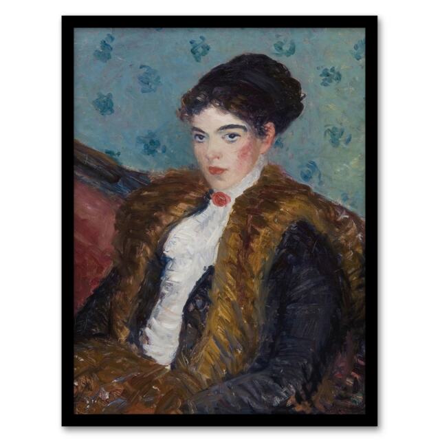 "Girl with Fox Furs William James Glackens Framed Wall Art Print 12X16"""