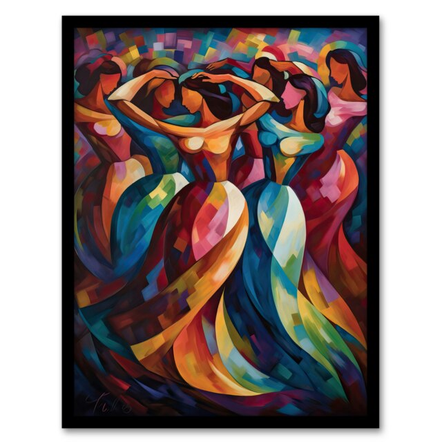 Latino Merengue Dance Dancing South America Black Framed Wall Art Print A4