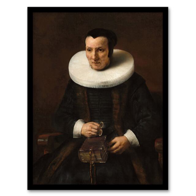 "Old Lady with a Book Rembrandt van Rijn Framed Wall Art Print 12X16"""