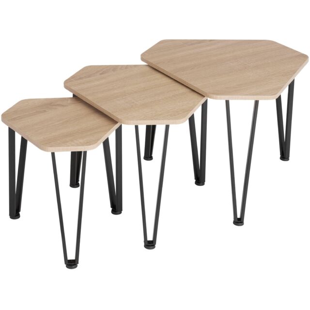 Coffee Table Torquay - 3 nesting tables, industrial style Brown industrial wood light, oak Sonoma 58,70 x 52 x 45,50 cm 1