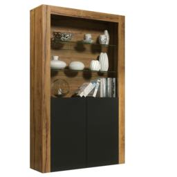 Modern Display Cabinet with Glass Shelves Multi Oak & Black