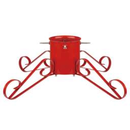 Holly International Traditional Metal Scroll Leg Christmas Tree Stand for Real Trees to 3m - Red