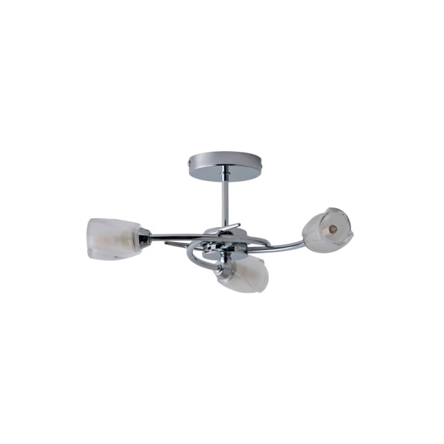 ValueLights Mia Chrome 3 Way Ceiling Light Frosted Glass Shades Chrome