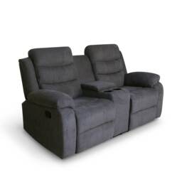 Boston 2 Seater Manual Recliner Sofa w Drinks Console Grey Two Seater