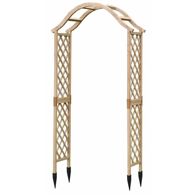 Wooden Garden Arch (Tan) with Ground Spikes