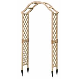 Wooden Garden Arch (Tan) with Ground Spikes