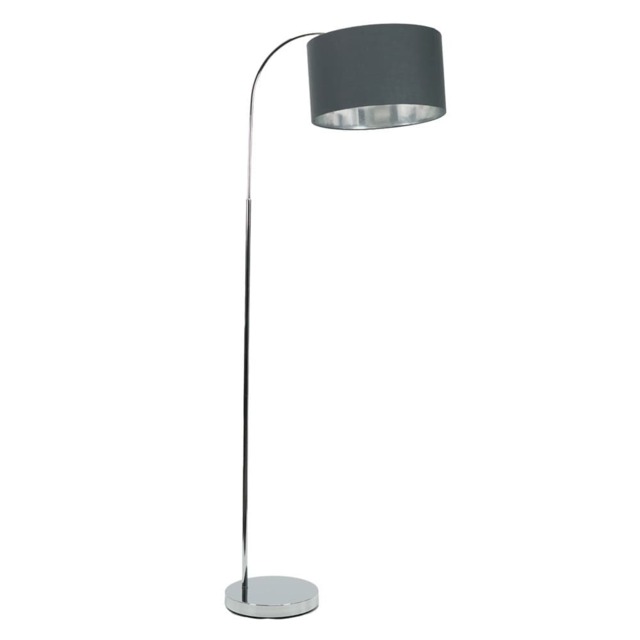ValueLights Curva Chrome Floor Lamp Charcoal Chrome Shade