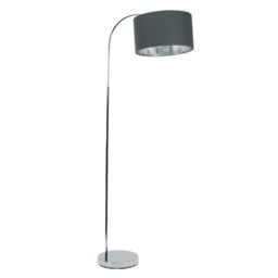 ValueLights Curva Chrome Floor Lamp Charcoal Chrome Shade