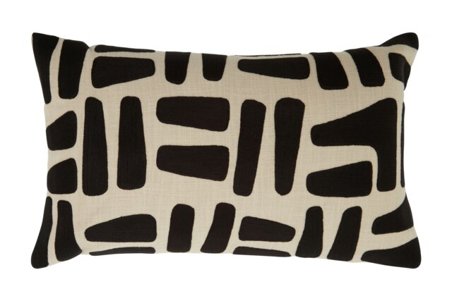 Bosie Ozella Natural And Black Rectangular Cushion Black Black