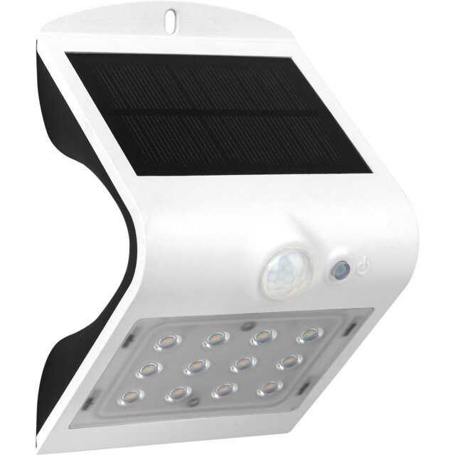Luceco Solar Guardian PIR Wall Light, IP65, 1.5W, 220lm, 4000K, White