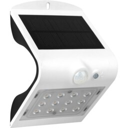 Luceco Solar Guardian PIR Wall Light, IP65, 1.5W, 220lm, 4000K, White