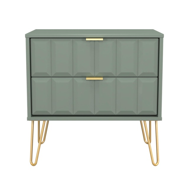 Metro 2 Drawer Wide Bedside Table in Reed Green (Ready Assembled) Green Reed Green