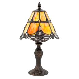 Quirky and Petite Orange Stained Glass Tiffany Lamp with Clear Beads