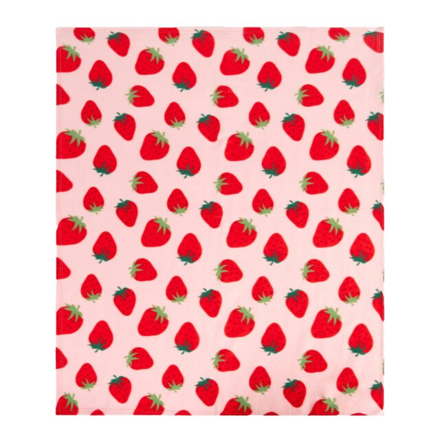 OHS Strawberry Ultra Soft Polar Throw Blanket, 120x150cm - Pink