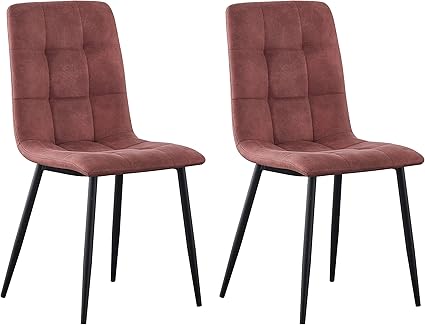Set of 2 Faux Suede Leather Dining Chairs Henri Pink by MCC Direct