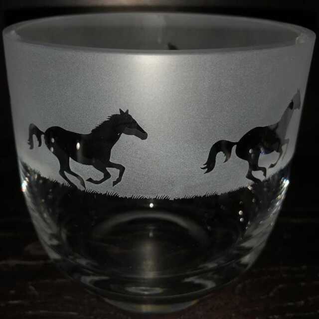 Animo Glass Candle Holder Engraved Pot Galloping