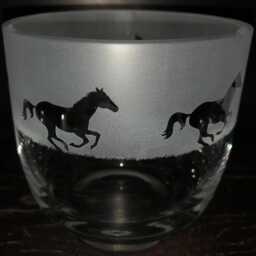 Animo Glass Candle Holder Engraved Pot Galloping