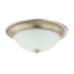 Traditional Antique Brass Flush Ceiling Light Fitting with White Glass Diffuser Gold Antique Brass 1