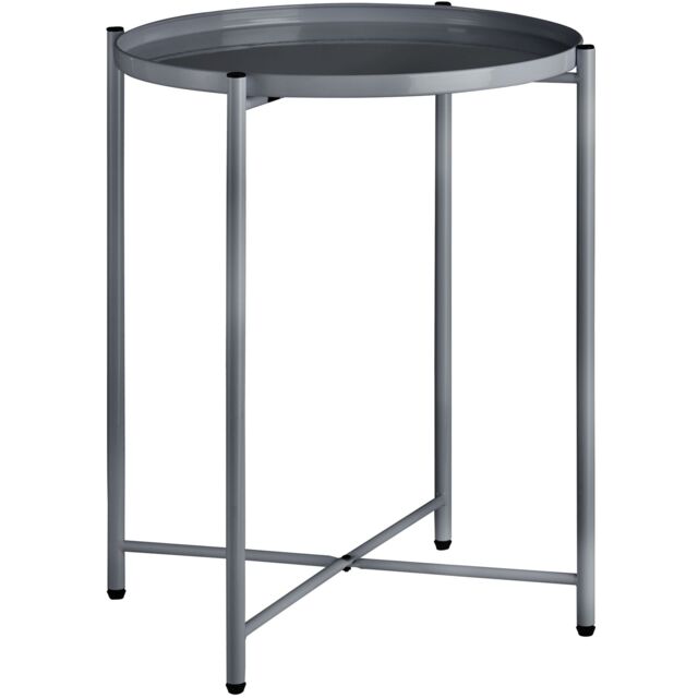 Bedside Table Chester - round with removable steel shelf, 45.5 x 45.5 x 53 cm Grey dark grey 45,50 x 45,50 x 53 cm 1
