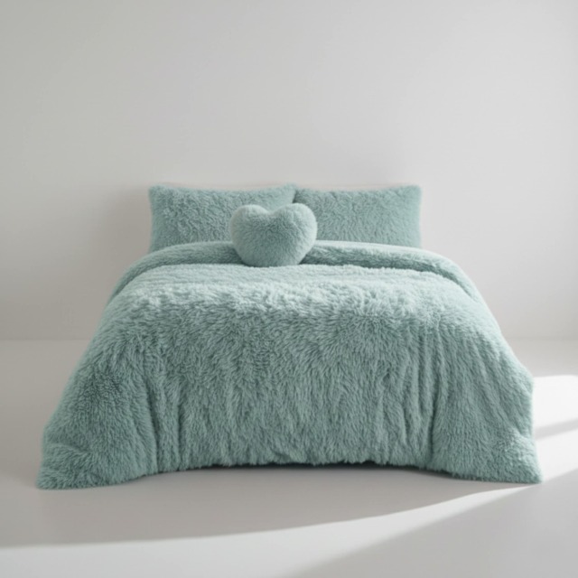 Super Fluffy Duvet Cover Ultra Soft, Cloud-Like Comfort Snug Sleep Blue Duck Egg Blue King