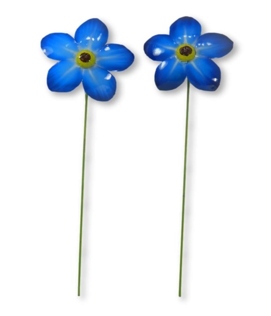 On Trade Winds Two Metal Forget Me Not Flower Decoration Garden Ornament 48cm
