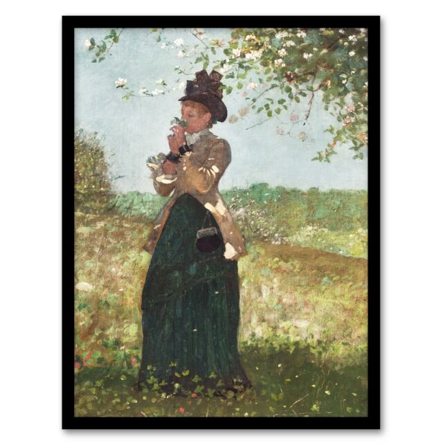 "Young Woman in a Yellow Jacket Winslow Homer Framed Wall Art Print 12X16"""