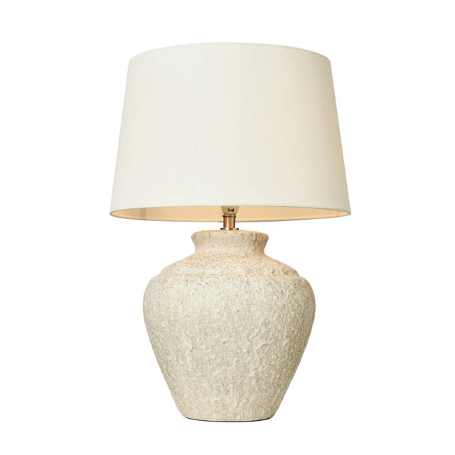 BHS Flora Stone Effect Table Lamp, Natural Cream Natural