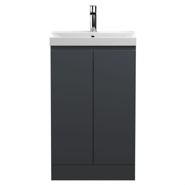 Balterley Mavesyn Contemporary 2 Door Floor Standing Vanity Unit with Thin Edge Basin, Dark Grey, 500mm