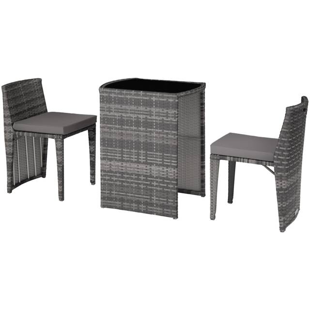 Garden Table and Chairs Hamburg - 2 chairs, 1 dining table, bistro set Grey grey 1