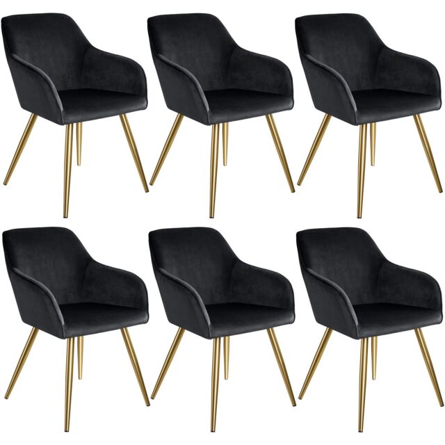 Chair Marilyn with Velvet Cover, Gold Steel Legs and Plush Padding Black black/gold 6