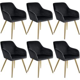 Chair Marilyn with Velvet Cover, Gold Steel Legs and Plush Padding Black black/gold 6
