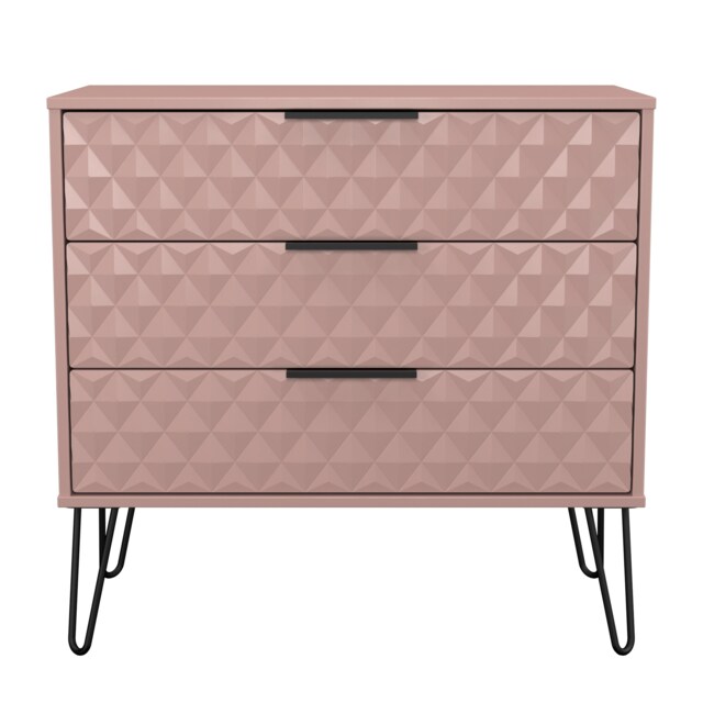 Islay 3 Drawer Chest of Drawers in Kobe Pink (Ready Assembled) Pink Kobe Pink