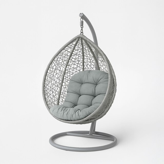 Homescapes Grey Round Egg Chair Swing Cushion Grey 80 x 120 cm, 12 cm thick approx