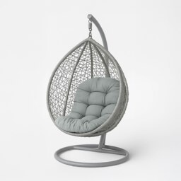 Homescapes Grey Round Egg Chair Swing Cushion Grey 80 x 120 cm, 12 cm thick approx
