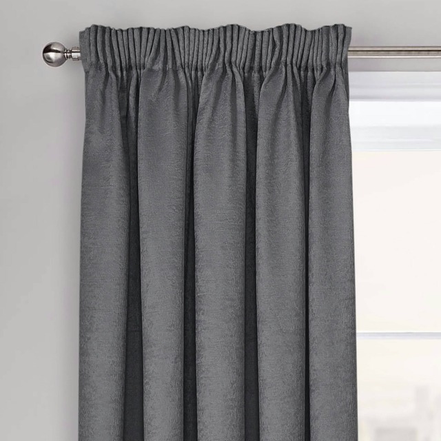 Velosso Westwood Dimout Pencil Pleat Curtains - 117cm x 137cm Grey Charcoal