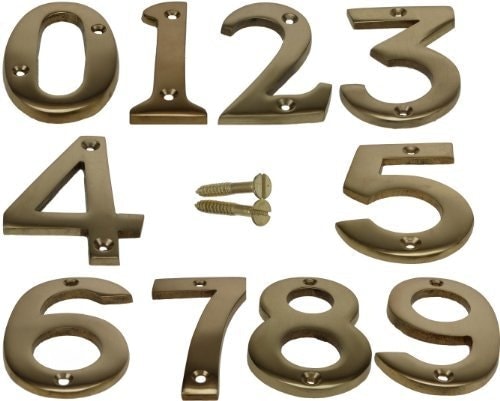 "Golden Grace House Door Number in Brass Finish, No. 7 - Numeric Digits Plate, Plates Plaque Gold Sign - 3"""