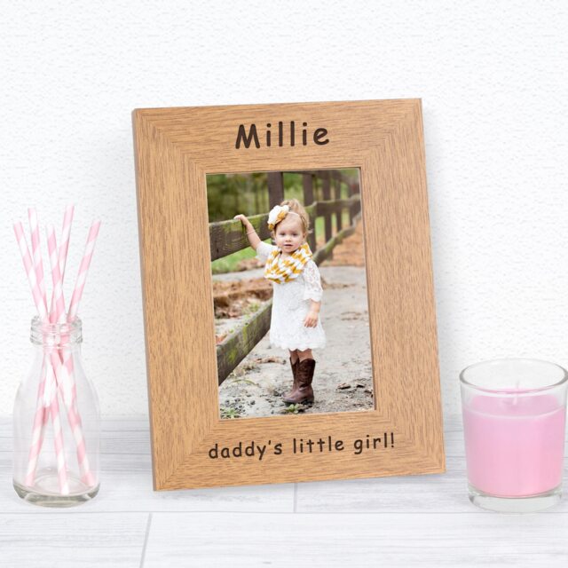 Personalised Daddy's Little Girl Wood Picture Frame 7 x 5 New Baby