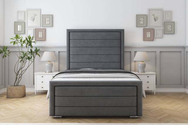"Sloomy Ashford Armour Coniston Bed Frame With Mattress With 50"" Upholstered Headboard 4' Small Double"