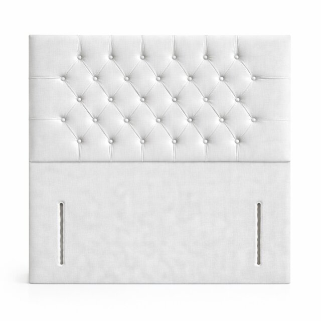 Floorstanding Headboard White Plush Chesterfield 5FT Kingsize 54inch High
