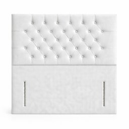Floorstanding Headboard White Plush Chesterfield 5FT Kingsize 54inch High
